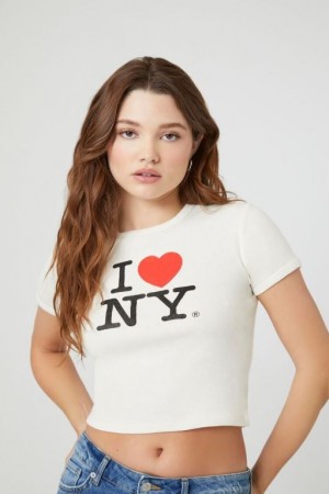 Camisa Forever 21 Cropped I Love Ny Estampadas Mujer Creme Multicolor | ttagG7vdg5b