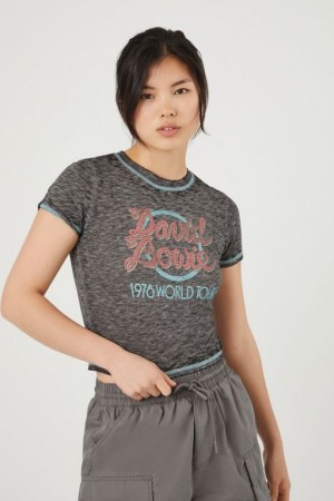 Camisa Forever 21 David Bowie Estampadas Baby Mujer Gris Multicolor | NDXoeVOCUuv