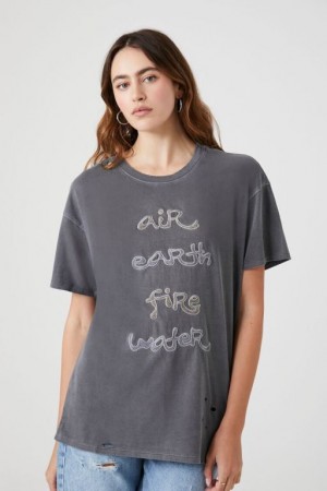 Camisa Forever 21 Elements Estampadas Mujer Gris Multicolor | ECGUxUdd6nv