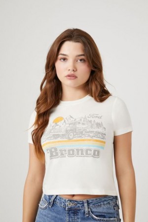 Camisa Forever 21 Ford Bronco Estampadas Baby Mujer Creme Multicolor | VcwYp8xNts6