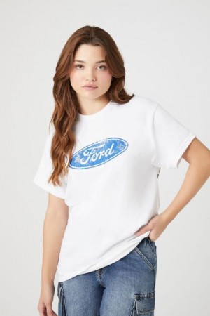 Camisa Forever 21 Ford Mustang Estampadas Mujer Blancas Multicolor | YnlKHE0jmaZ