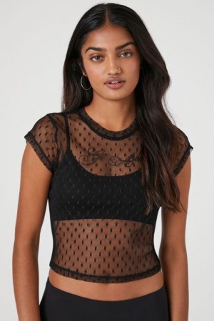 Camisa Forever 21 Go Away Mesh Estampadas Baby Mujer Negras | izZW3kXnZU6