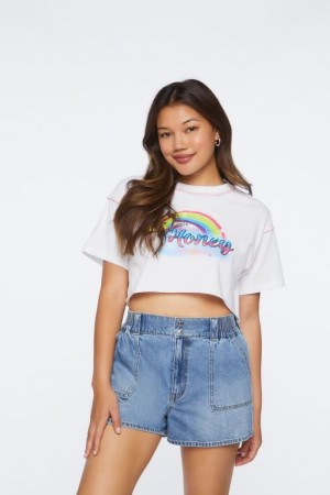 Camisa Forever 21 Honey Estampadas Cropped Mujer Blancas Multicolor | bFW7KsRCDoa