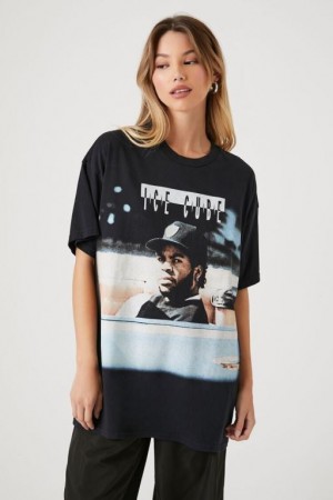 Camisa Forever 21 Ice Cube Oversized Estampadas Mujer Negras Multicolor | ZTjOE8dDDqa