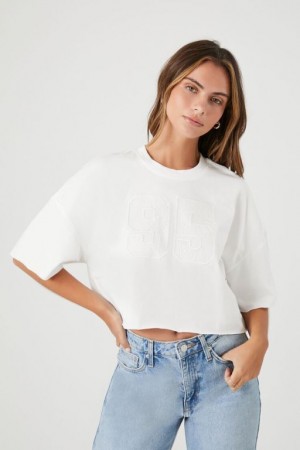 Camisa Forever 21 Lace Cropped Mujer Blancas Blancas | TAnK5pLWnsJ