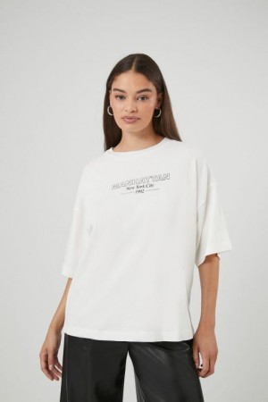 Camisa Forever 21 Manhattan Estampadas Oversized Mujer Blancas Negras | u4y2wwJkJFw