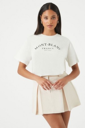 Camisa Forever 21 Mont Blanc France Estampadas Mujer Creme Multicolor | NeZeuNNXOGW