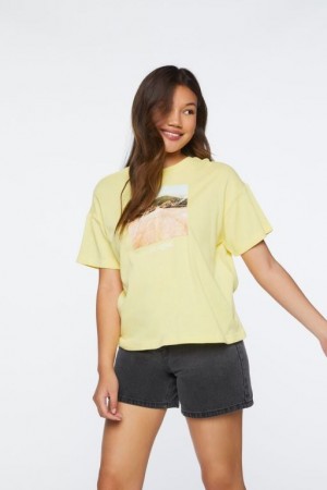 Camisa Forever 21 No Signal Estampadas Crew Neck Mujer Amarillo Multicolor | K3OWyf2b0r4