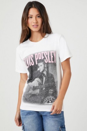 Camisa Forever 21 Prince Peter Elvis Presley Estampadas Mujer Blancas Multicolor | hBr07pjvQdq