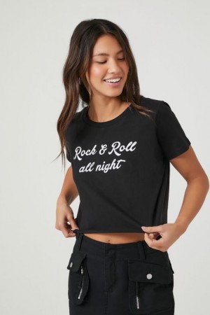 Camisa Forever 21 Prince Peter Rock Amp Roll All Night Estampadas Mujer Negras | zhnvi9DNZ8D