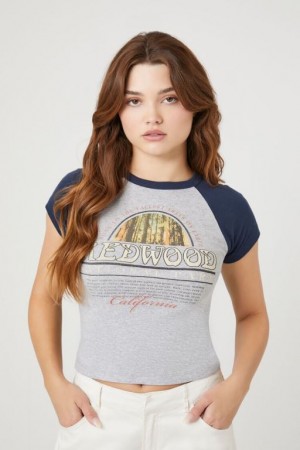 Camisa Forever 21 Redwood Estampadas Raglan Mujer Gris Multicolor | EYv76fCoPsd