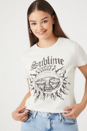 Camisa Forever 21 Sublime Estampadas Baby Mujer Creme Negras | bqg4rcNNBdV