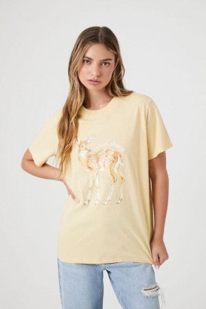 Camisa Forever 21 Sweet Thing Deer Estampadas Mujer Marrones Multicolor | KcQv20Pxu24