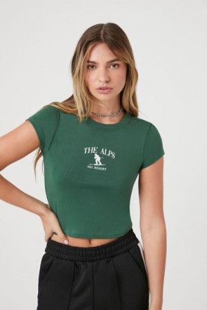 Camisa Forever 21 The Alps Estampadas Cropped Mujer Verde Multicolor | bUm0p4jXYDw