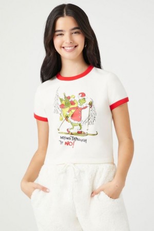 Camisa Forever 21 The Grinch Estampadas Ringer Mujer Creme Multicolor | pSay7gqk9CJ