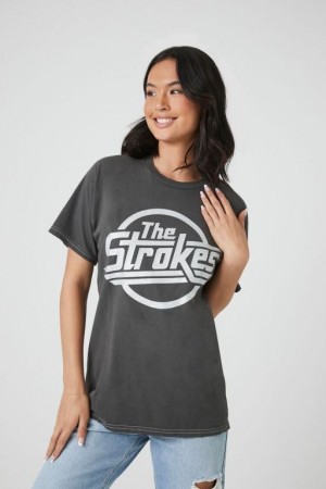 Camisa Forever 21 The Strokes Estampadas Mujer Gris Multicolor | JR8A5U3bBnF