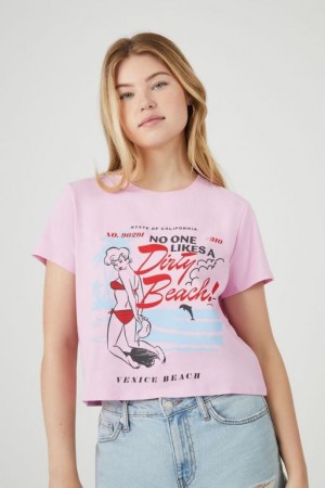 Camisa Forever 21 Venice Beach Estampadas Mujer Moradas Multicolor | tWo5iYSJKvP