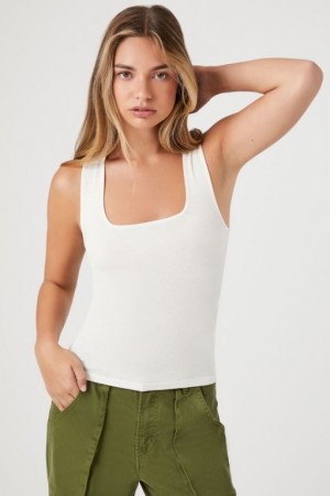 Camiseta Tirantes Forever 21 Acanalado Knit Tank Mujer Creme | mEm17zIre9X