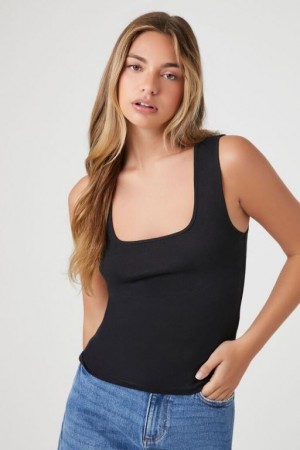 Camiseta Tirantes Forever 21 Acanalado Knit Tank Mujer Negras | kviyvq8fdCP