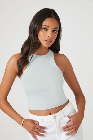 Camiseta Tirantes Forever 21 Acanalado Racerback Cropped Tank Mujer Seafoam | C4zVfC0osuF