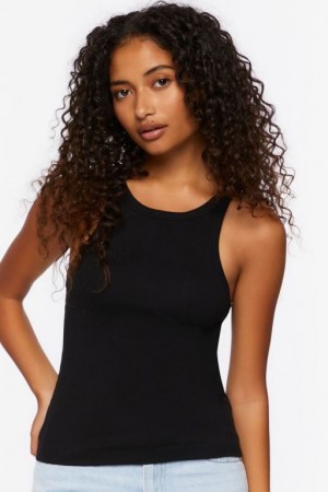 Camiseta Tirantes Forever 21 Acanalado Racerback Tank Mujer Negras | XPJXzUmWB7e