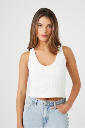 Camiseta Tirantes Forever 21 Compact Acanalado Knit Tank Mujer Blancas | 8GcLtp5VhZa