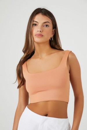 Camiseta Tirantes Forever 21 Contour Cropped Tank Mujer Toasted Almond | oVy9Eg6MKz4