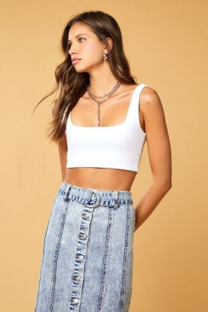 Camiseta Tirantes Forever 21 Contour Cropped Tank Mujer Blancas | KddvWSIKPyG