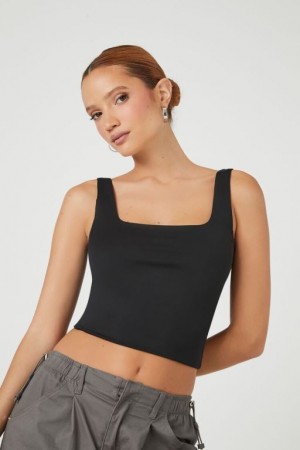 Camiseta Tirantes Forever 21 Contour Sculpt Cropped Tank Mujer Negras | p7Ouv6QVoct