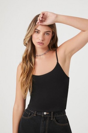 Camiseta Tirantes Forever 21 Cotton Blend Cropped Cami Mujer Negras | HngWg8S6kkf