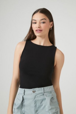 Camiseta Tirantes Forever 21 Cotton Blend Fitted Tank Mujer Negras | zw5UUVrFUCM