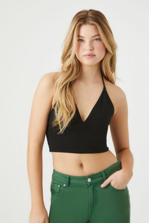 Camiseta Tirantes Forever 21 Cropped Halter Mujer Negras | gaiGPpHEGZd