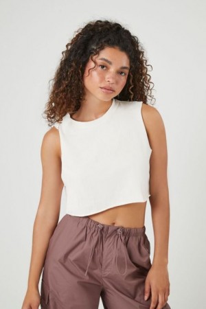 Camiseta Tirantes Forever 21 Cropped Muscle Mujer Blancas | P6tuYZGjBls