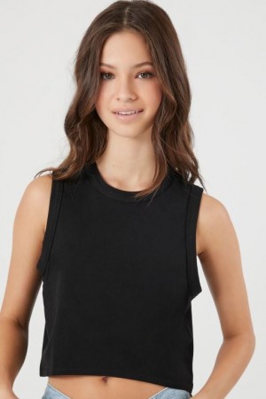 Camiseta Tirantes Forever 21 Cropped Muscle Mujer Negras | 8PsP0OxJSeV