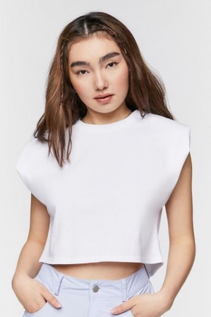 Camiseta Tirantes Forever 21 Cropped Muscle Mujer Blancas | PlCd4ypwOKv