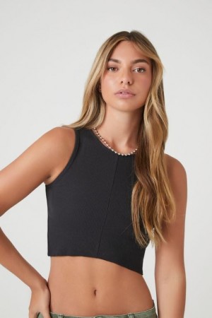 Camiseta Tirantes Forever 21 Cropped Rib Knit Tank Mujer Negras | rnwXsft0tCz