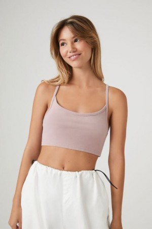 Camiseta Tirantes Forever 21 Cropped Scoop Cami Mujer Moradas | anYInzxscxE