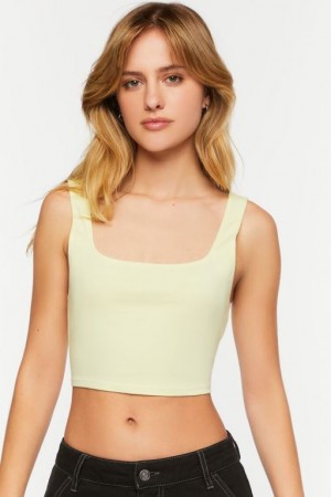 Camiseta Tirantes Forever 21 Cropped Tank Mujer Verde | MnMixH73anH