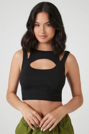 Camiseta Tirantes Forever 21 Seamless Cutout Combo Tank Mujer Negras | NXSgcI801Rq