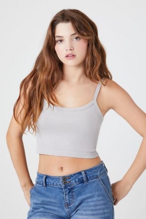 Camiseta Tirantes Forever 21 Seamless Mineral Wash Cropped Cami Mujer Gris | d1uK87Ej1q1