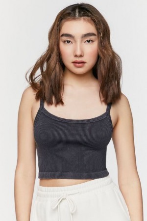 Camiseta Tirantes Forever 21 Seamless Mineral Wash Cropped Cami Mujer Negras | L4yn9hCrJVR