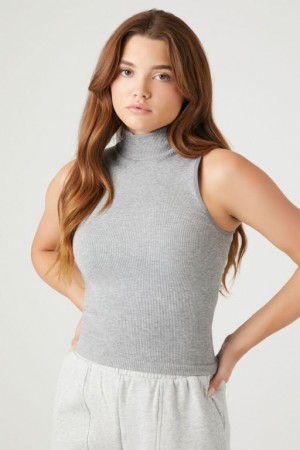 Camiseta Tirantes Forever 21 Seamless Sleeveless Turtleneck Mujer Gris | yFjk6qeVOQW