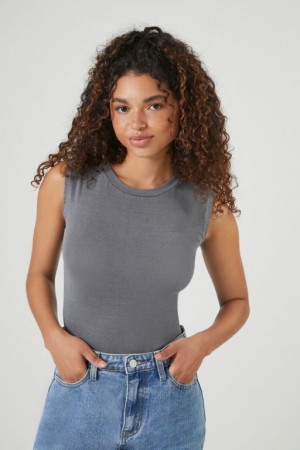 Camiseta Tirantes Forever 21 Sleeveless Crew Bodysuit Mujer Gris | rsY8WVm2aXH