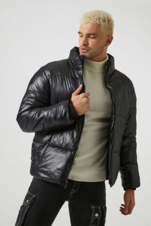 Casacas Forever 21 Acolchado Puffer Hombre Negras | Vzvm7Qb1glt