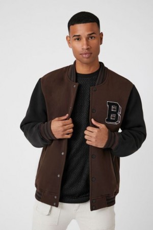 Casacas Forever 21 Chenille Patch Letterman Varsity Hombre Negras | LXsGHEEPaaE