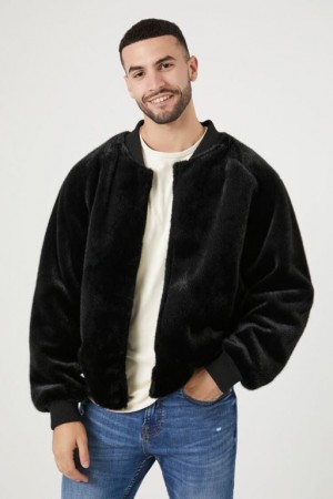 Casacas Forever 21 Faux Fur Bomber Hombre Negras | S7ErE0EjxVd