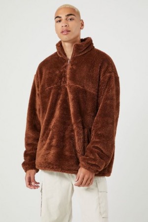 Casacas Forever 21 Faux Fur Quarter Zip Hombre Marrones | XAAaHWQDqkc