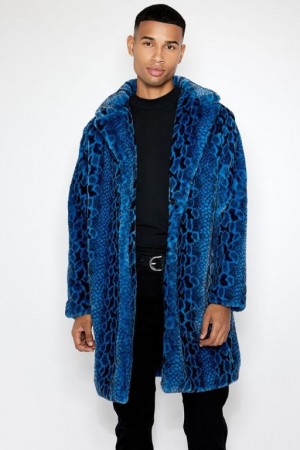 Casacas Forever 21 Faux Fur Snake Print Coat Hombre Azules Multicolor | syRYlB6jAqj