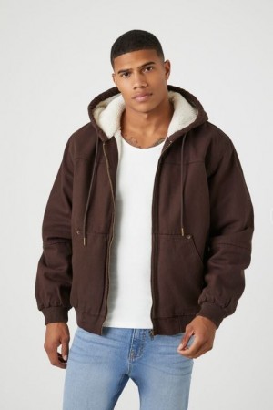 Casacas Forever 21 Faux Shearling Trim Zip Up Hombre Creme | PgnxMyhH3Qj