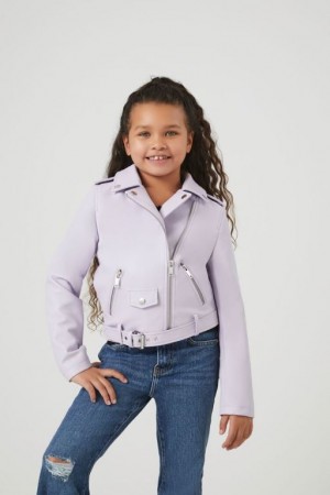 Casacas Forever 21 Girls Faux Cuero Moto Niños Moradas | Tf4YzP9PCT4